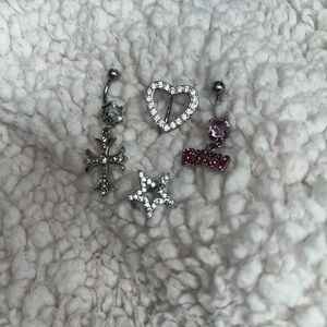 Silver Belly Piercing Set